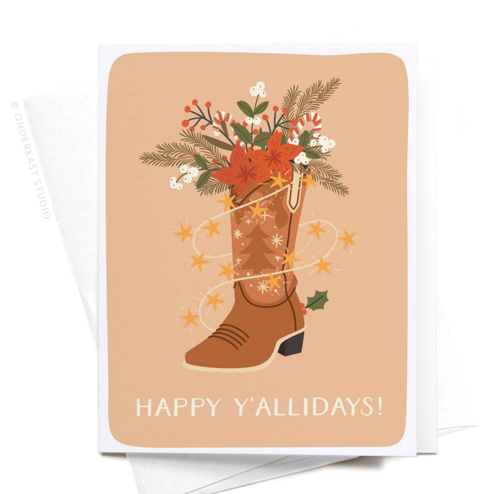 Happy Y’allidays! Cowboy Boot Greeting Card