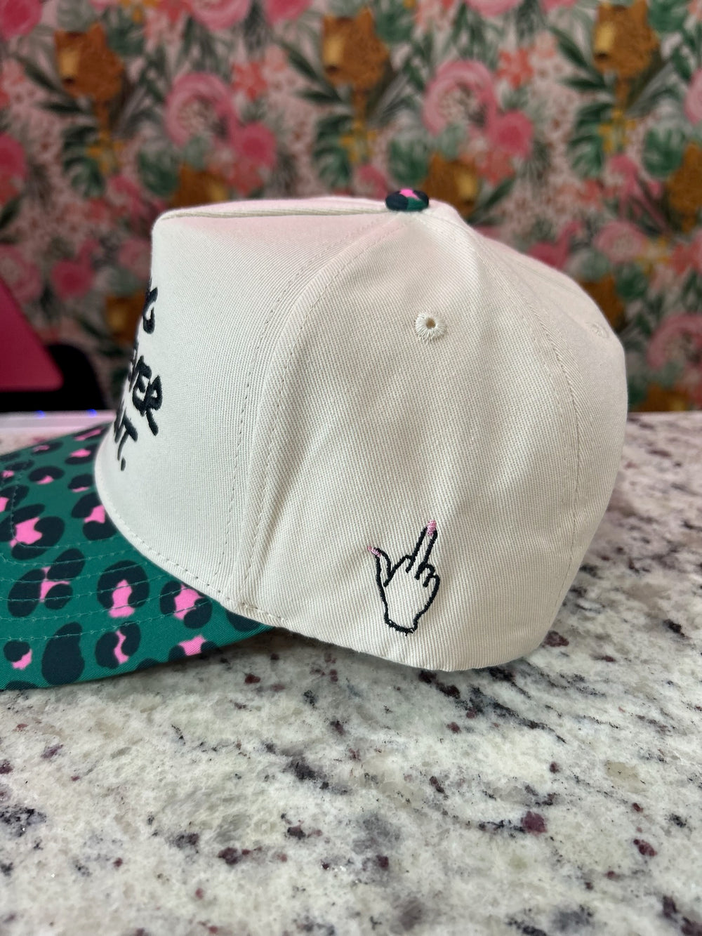 Doing Whatever I Want Trucker Hat – Teal, Pink & Black Leopard Print