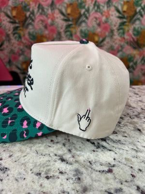 Doing Whatever I Want Trucker Hat – Teal, Pink & Black Leopard Print