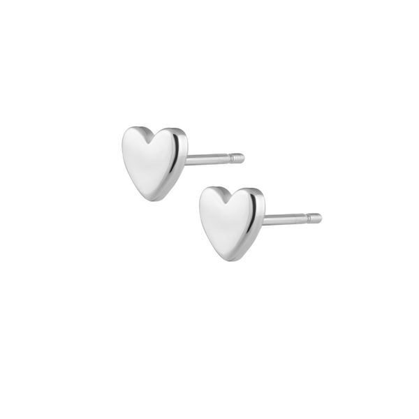 Solid Heart Studs: Silver