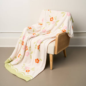 Cozy Dreams Luxe Blanket-Scalloped Floral Pink