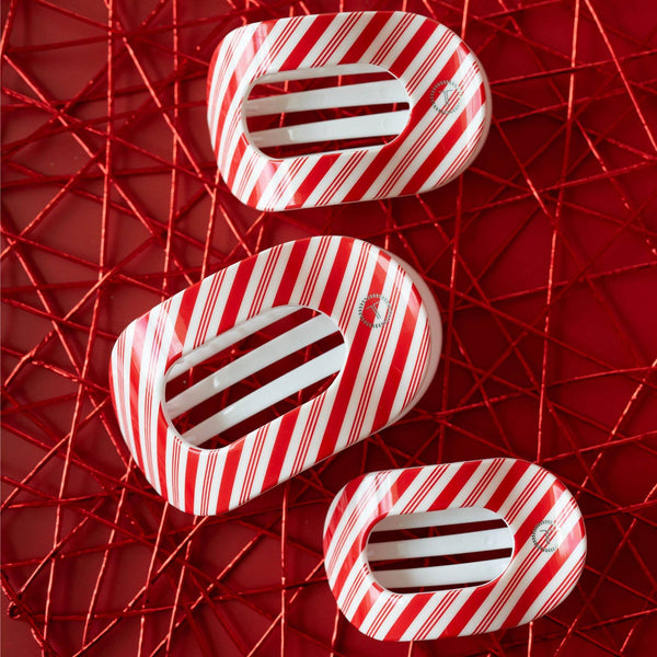 Flat Round Hair Clip | Large | Candy Cane Crush