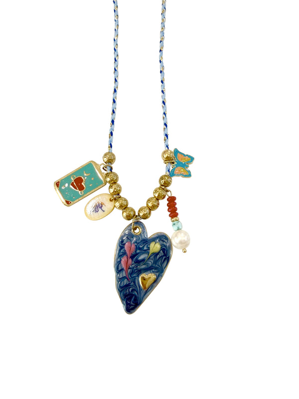 Madison Silver Rainbow Heart Necklace