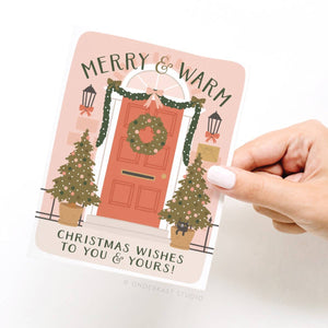 Merry & Warm Christmas Wishes Door Greeting Card