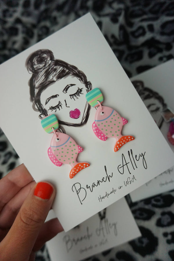 Pink Paradise Fish Earrings