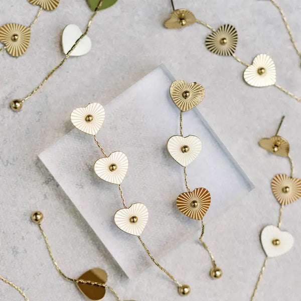 Gold Heart Duster Drop Earrings