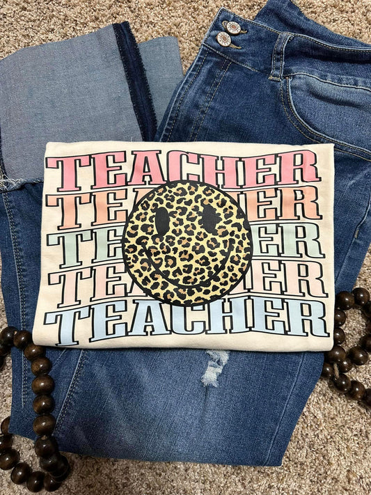 Pastel Leopard Teacher - WAH Tees