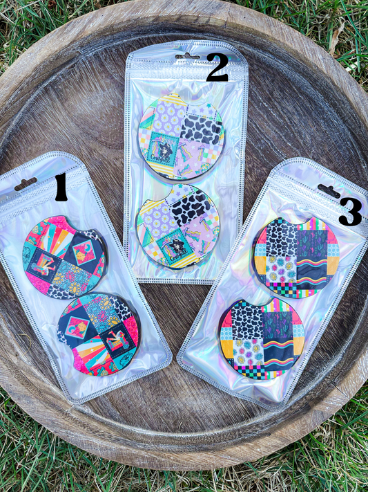 Cosmic Cowgirl Patchwork - WAH Car Coasters