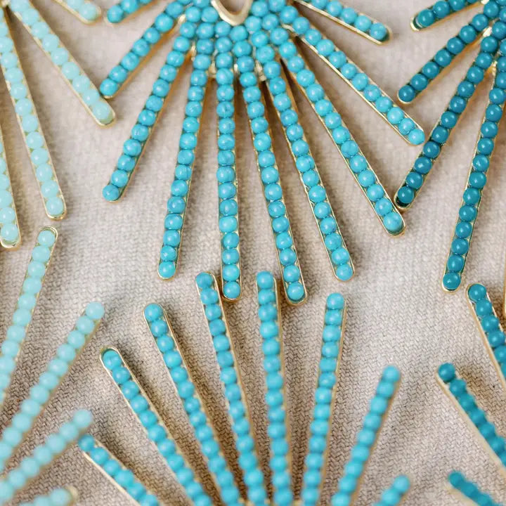 Turquoise Sunburst Statement Drop Earrings