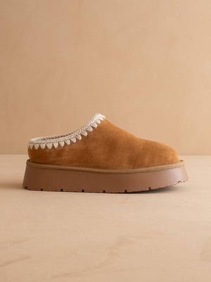 The Brandi | Camel Platform Cozy Mule Slipper