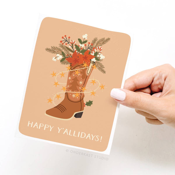 Happy Y’allidays! Cowboy Boot Greeting Card
