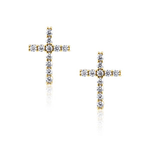 Faith & Shine Cross Studs - Gold