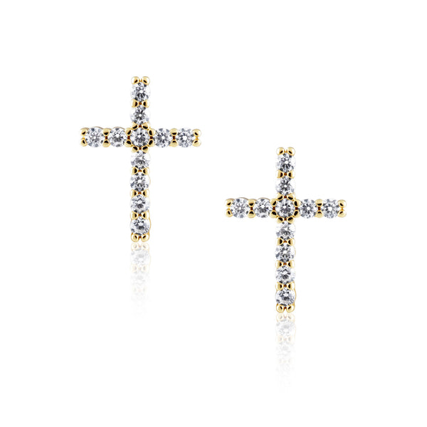 Faith & Shine Cross Studs - Gold