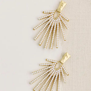 White Sunburst Statement Drop Earrings