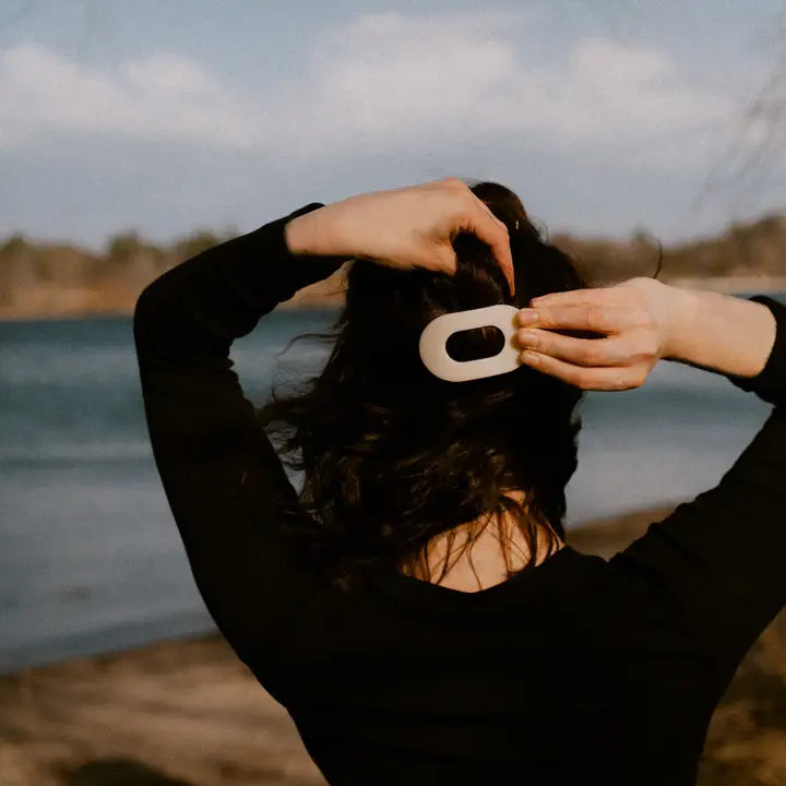 TELETIES Round Flat Hair Clip | Small | Almond Beige