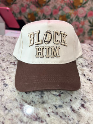 Block Him Football Hat – Brown & Cream Trucker Hat