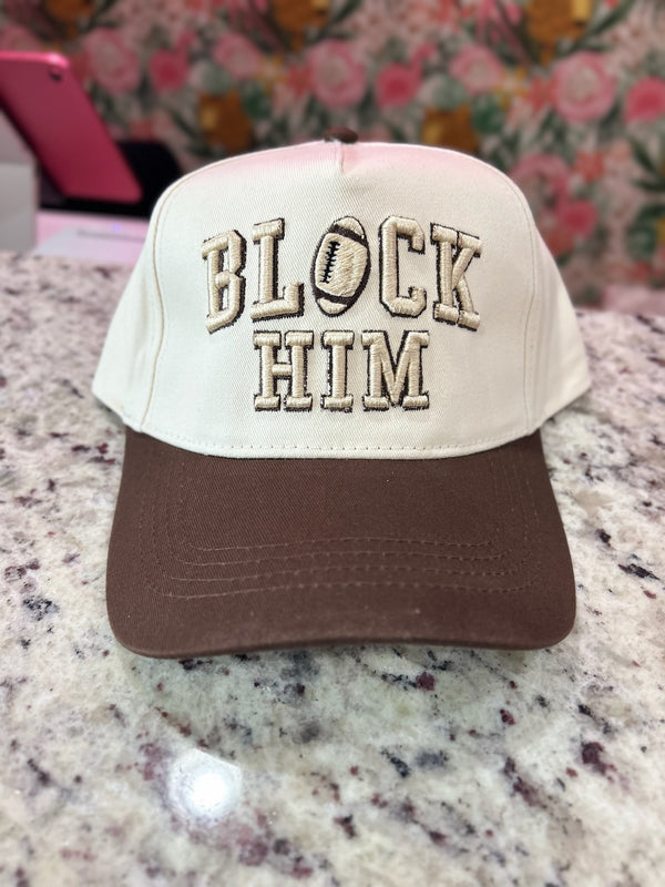 Block Him Football Hat – Brown & Cream Trucker Hat