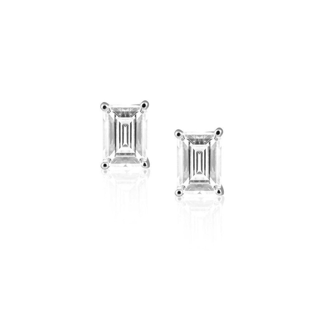 Katie Emerald Cut Studs: Silver