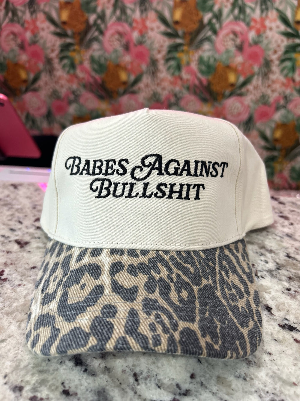 Babes Against Bullshit – Cream & Cheetah Trucker Hat
