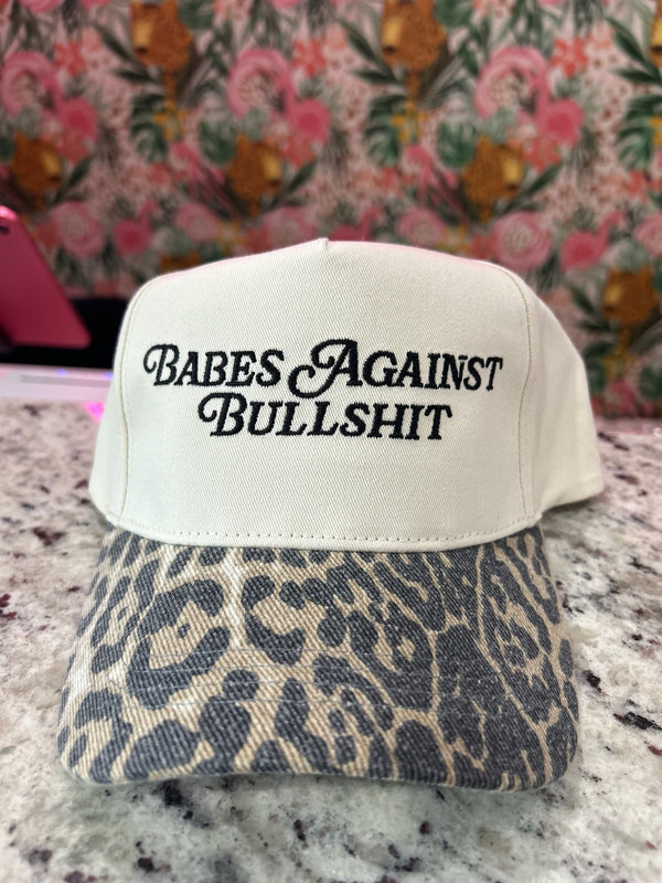 Babes Against Bullshit – Cream & Cheetah Trucker Hat