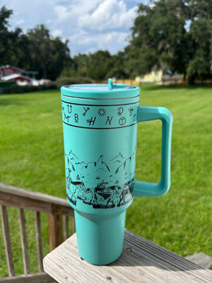 Cattle Drive 40 oz Tumbler – Turquoise