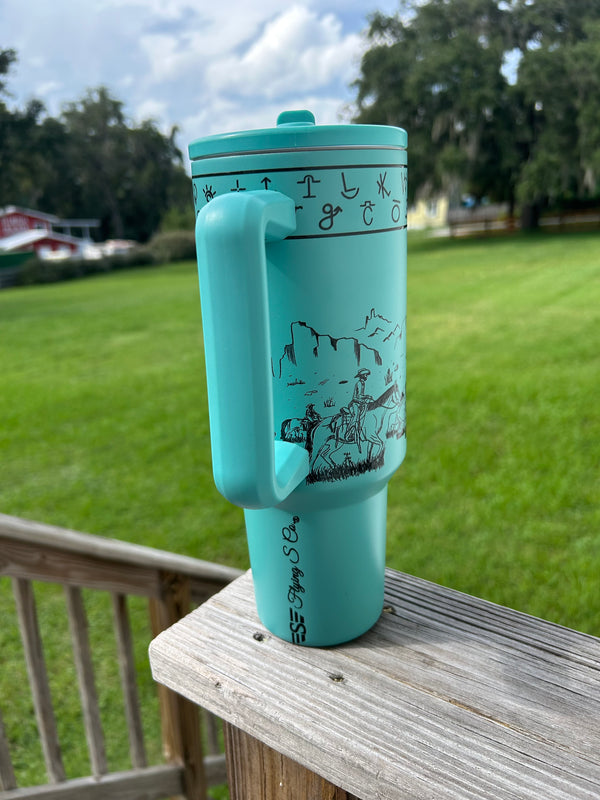 Cattle Drive 40 oz Tumbler – Turquoise