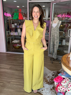 Chartreuse Charm Ruffle Top