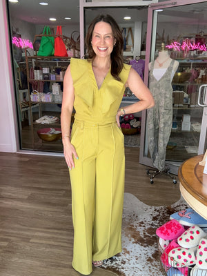 Chartreuse Charm Ruffle Top