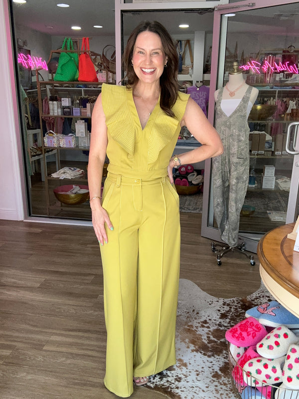 Chartreuse Charm Ruffle Top