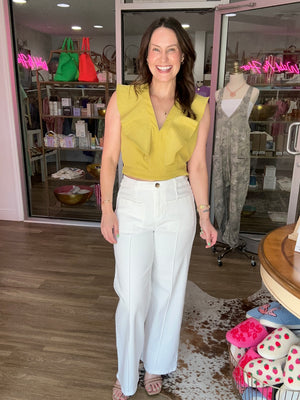 Chartreuse Charm Ruffle Top