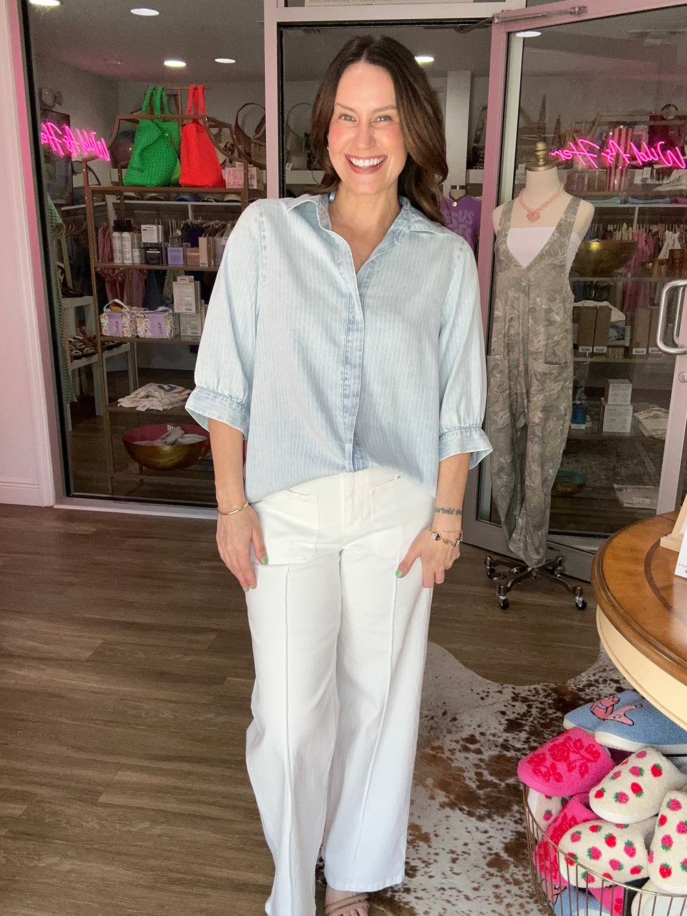 Soft Stripe Denim Top