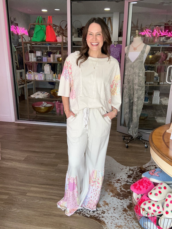 Picnic Patchwork Eyelet Pants