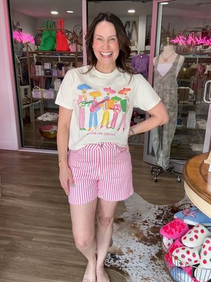 Pink Stripe Easy Shorts