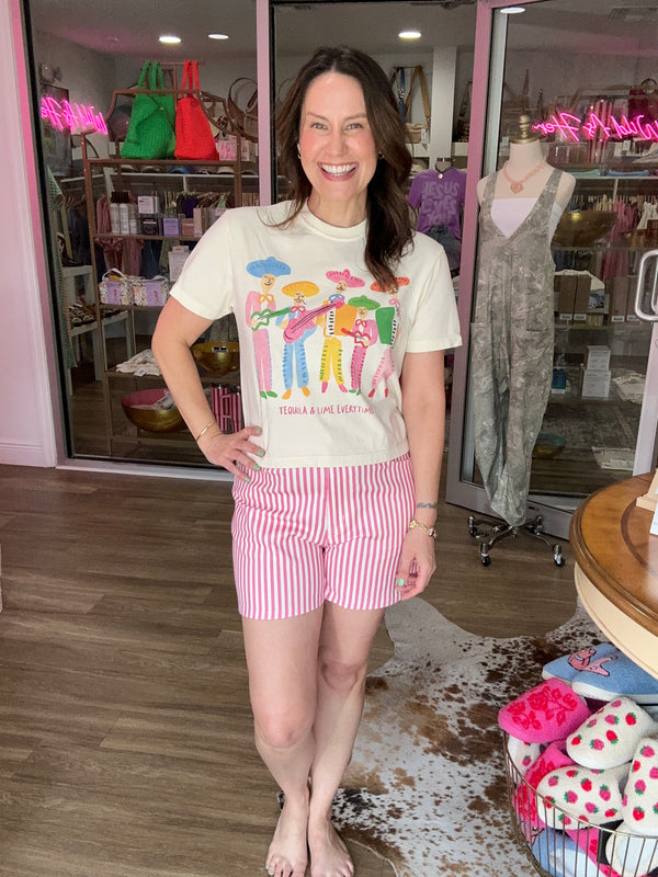 Pink Stripe Easy Shorts