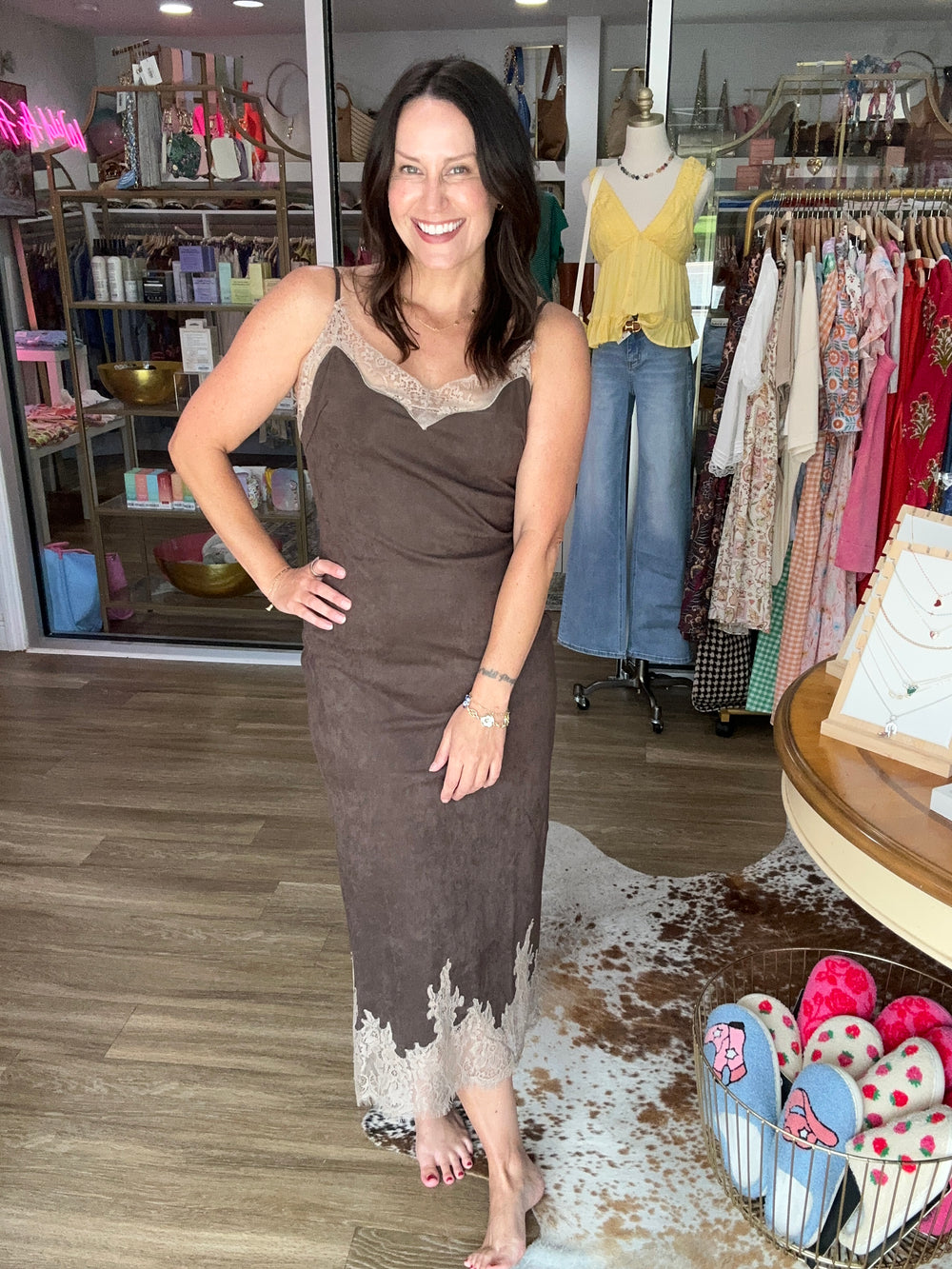 Espresso Lace Midi Dress