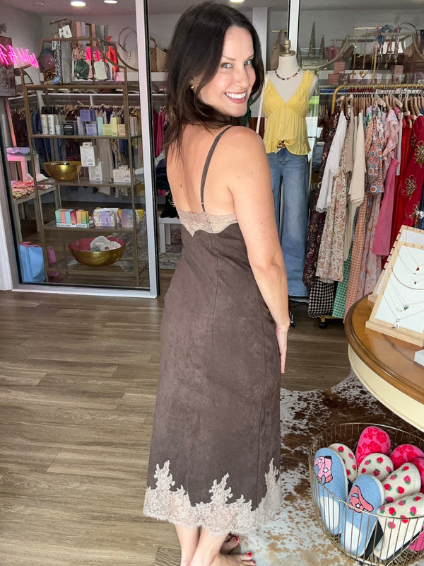 Espresso Lace Midi Dress