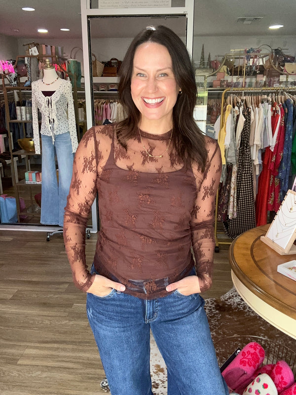 Mocha Romance Lace Top