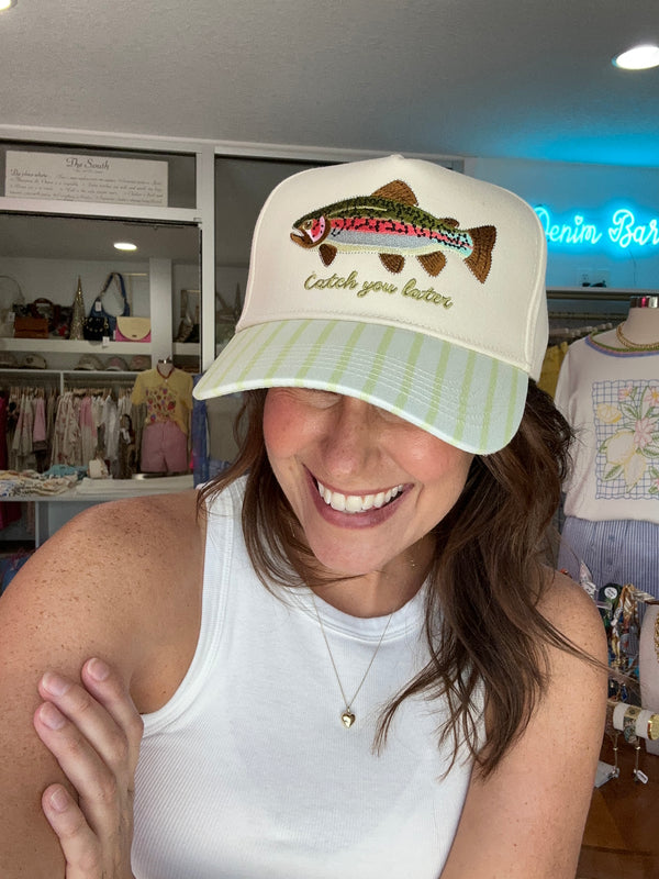 Catch You Later - Green Stripe Hat
