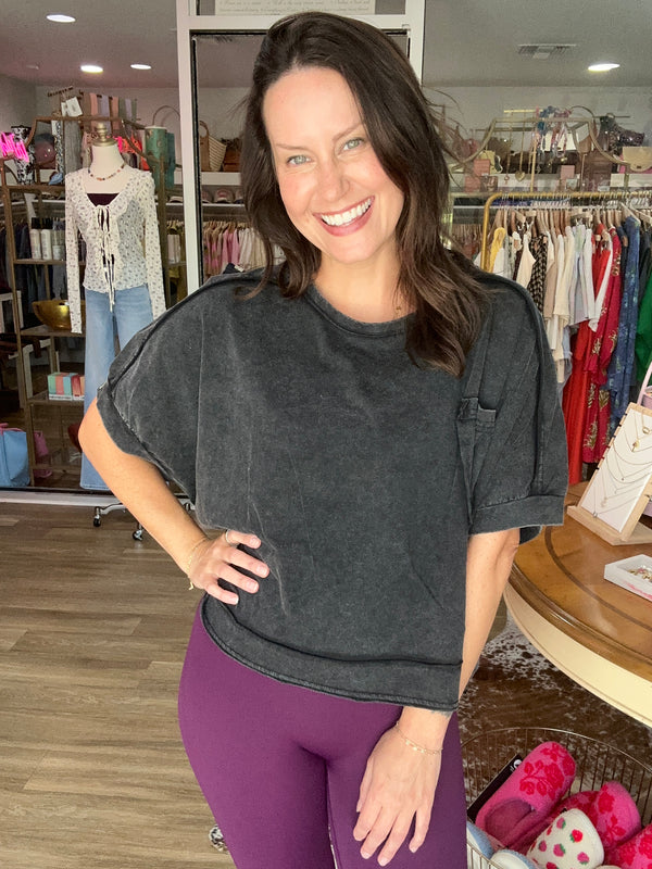 Easygoing Mineral Wash Crop Top