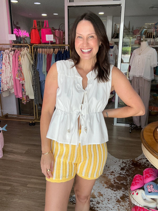 The Sunshine Stripe Crochet Shorts