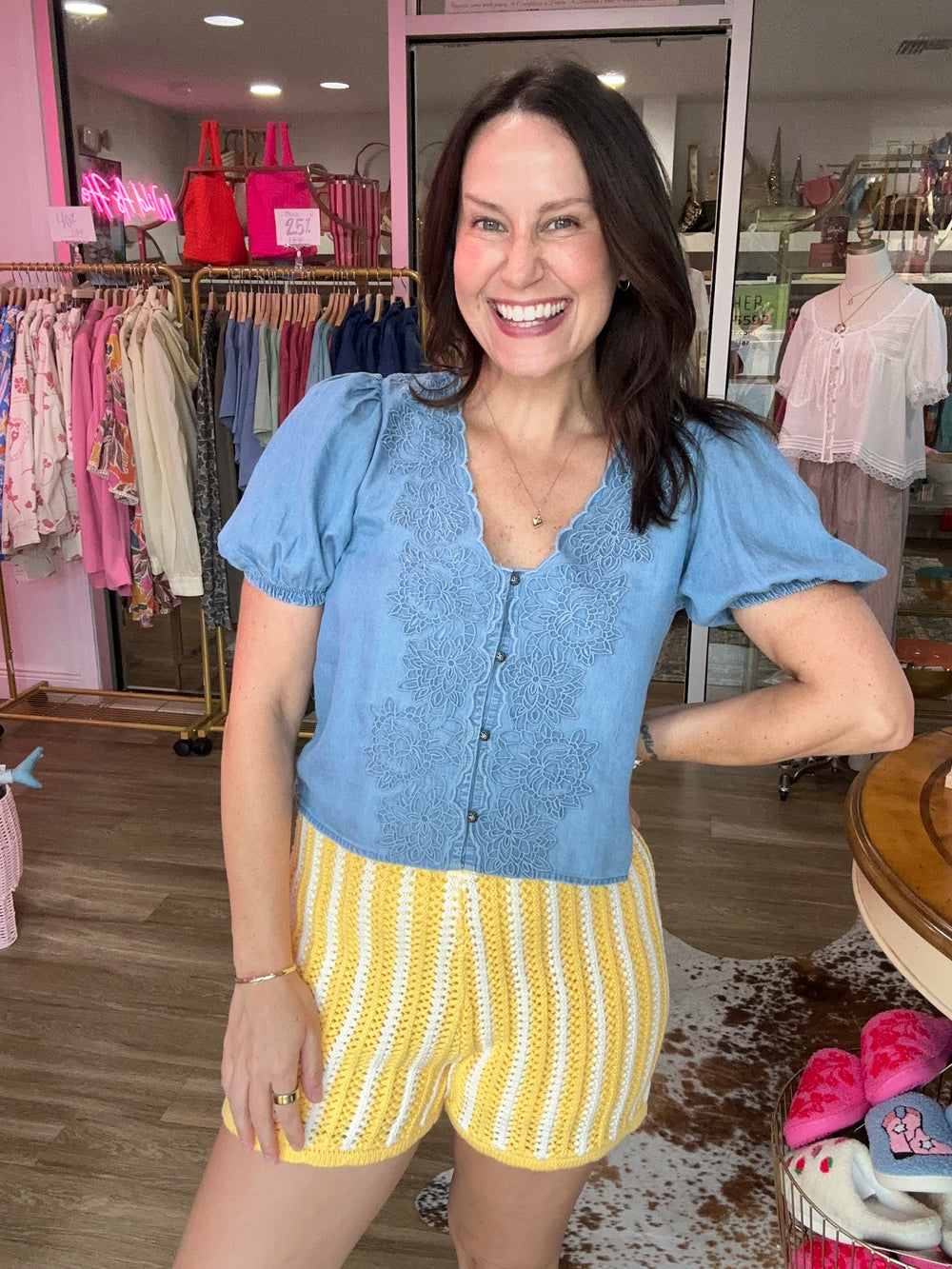 The Sunshine Stripe Crochet Shorts