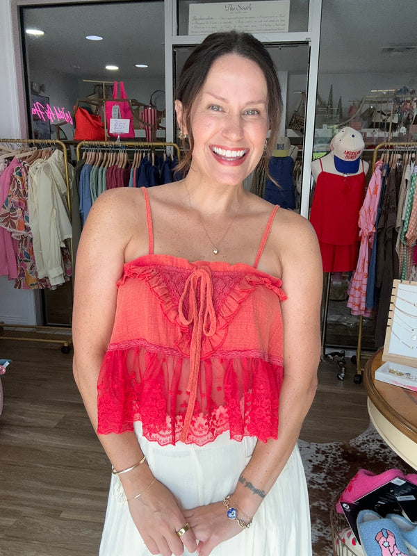 Sunset Lace Gauze Tank