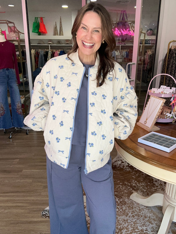 Bluebell Bow Quilted Jacket