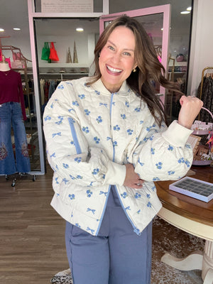 Bluebell Bow Quilted Jacket