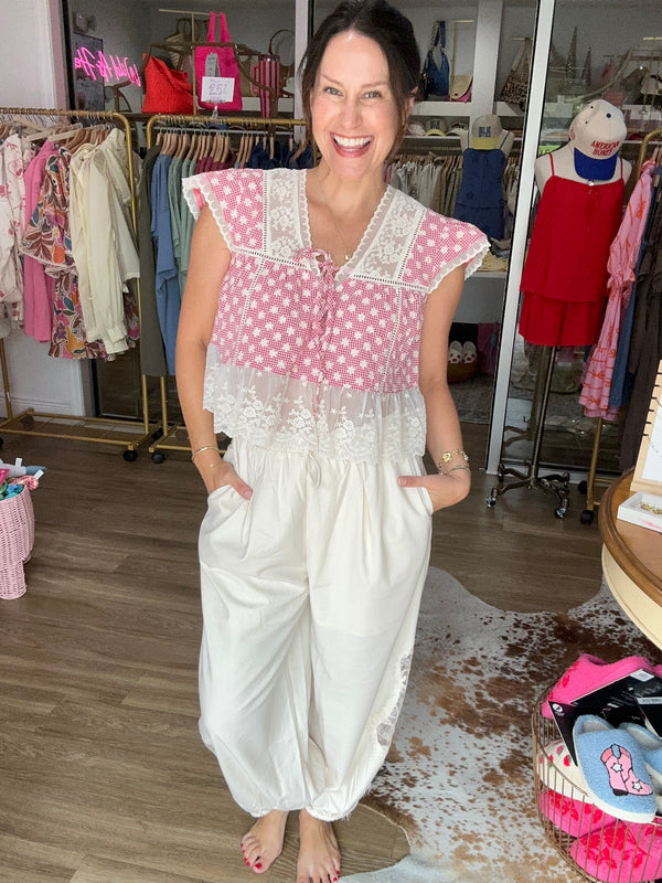 Lace Bloom Balloon Pants