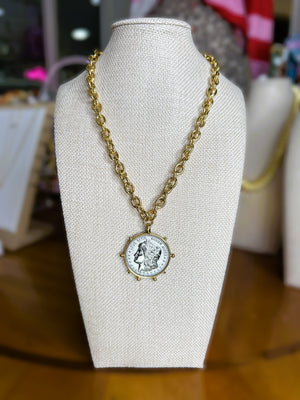 Two Toned Coin Necklace