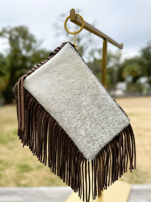 The Aleenah 3 Fringed Pochette – Genuine Cowhide
