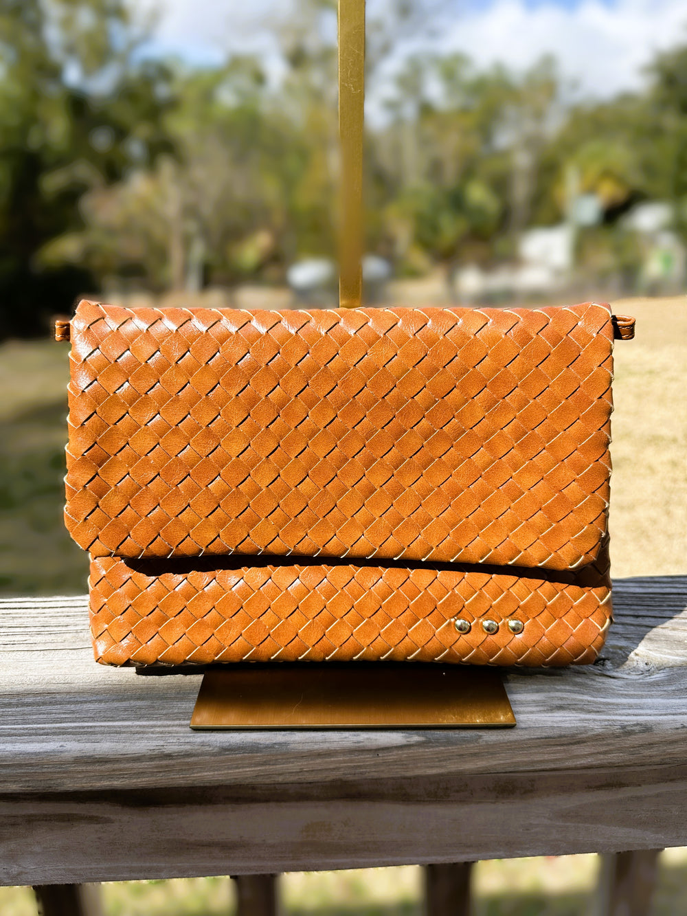 The Wrenlee Woven Flap Crossbody – Brown