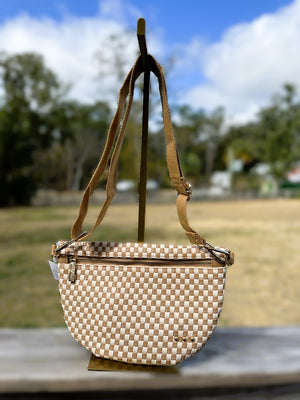 The Westlyn Woven Bum Bag – Checkered Tan