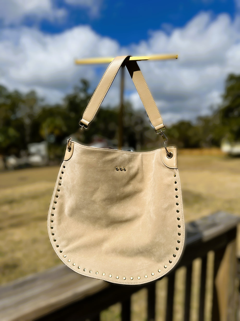 The Rosalie Rivet Suede Hobo – Oat